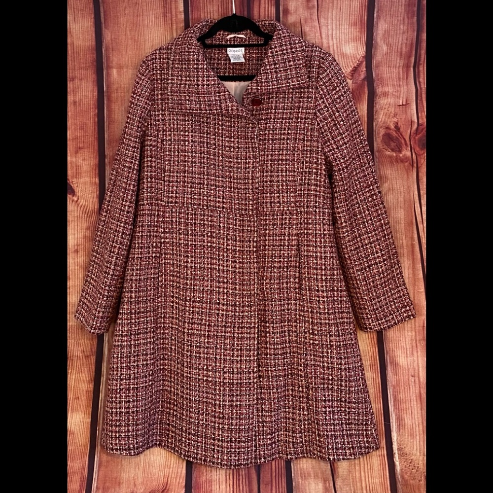 Women’s Sz L (12/14) Purple Boucle Pattern Winter Coat - Super Cute!